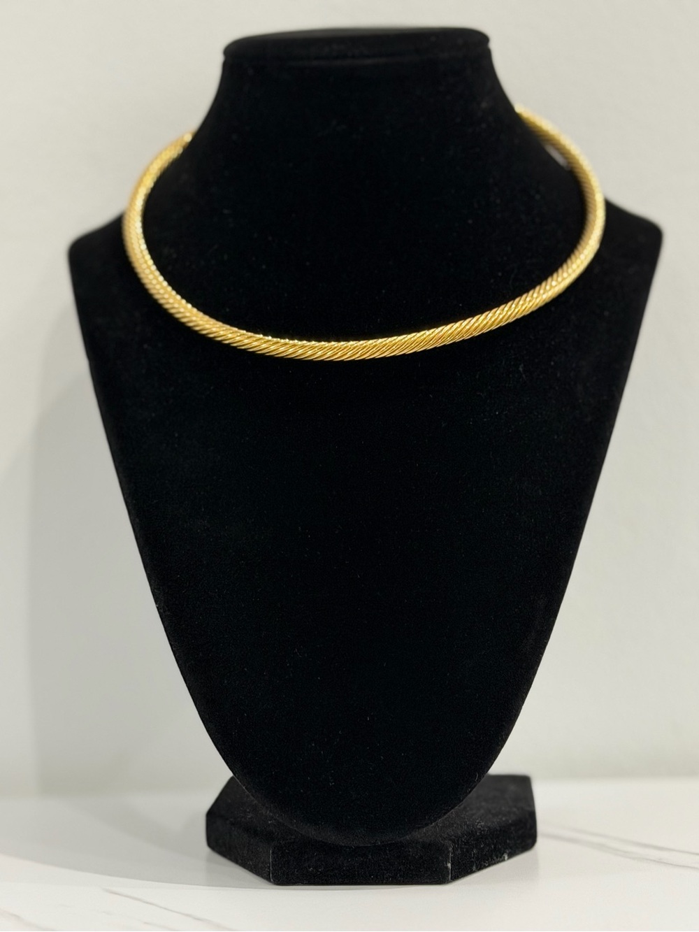 Vintage Gold-Tone Twisted Rope Choker Necklace